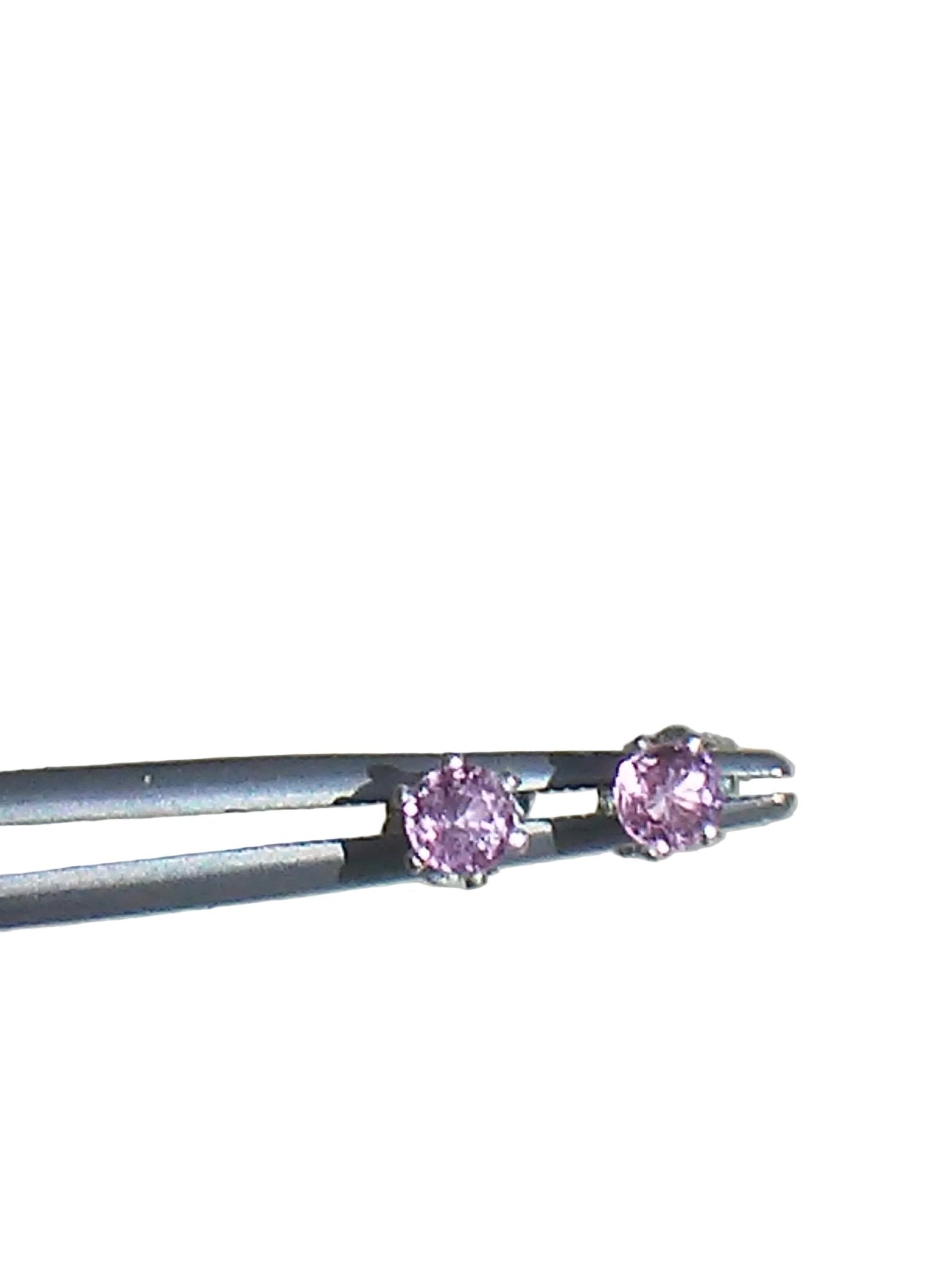 Pink Sapphire Stud Earrings Sterling Silver - Gems by Gigi