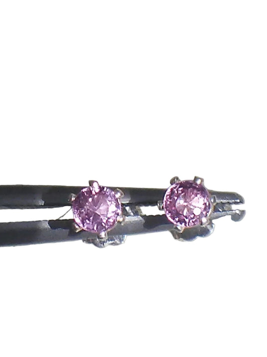 Pink Sapphire Stud Earrings Sterling Silver - Gems by Gigi