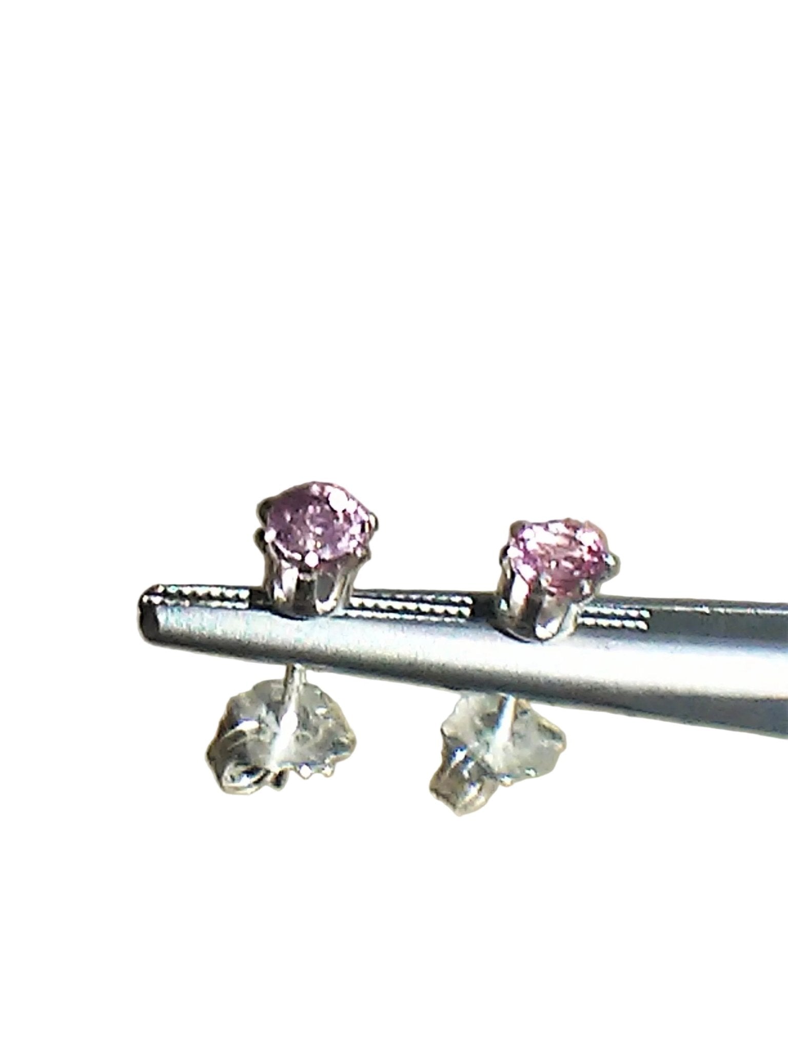 Pink Sapphire Stud Earrings Sterling Silver - Gems by Gigi