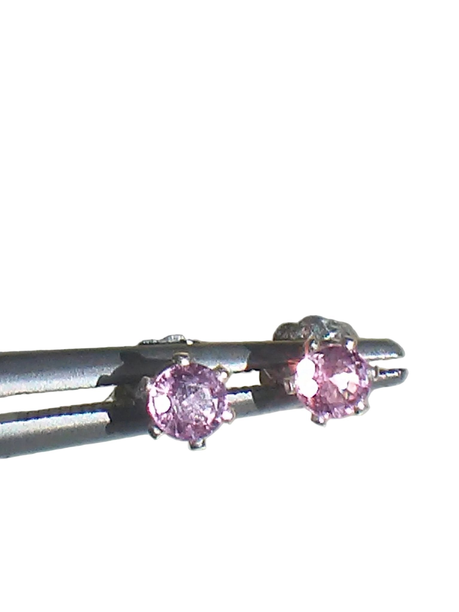 Pink Sapphire Stud Earrings Sterling Silver - Gems by Gigi