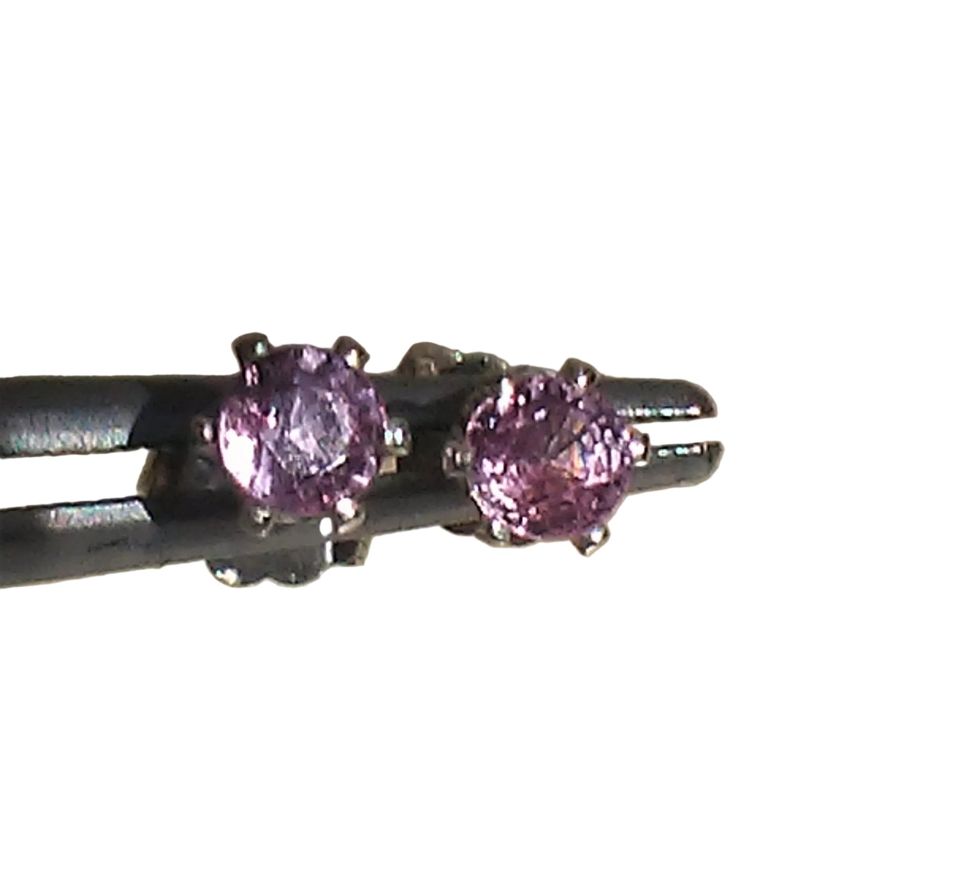 Pink Sapphire Stud Earrings Sterling Silver - Gems by Gigi
