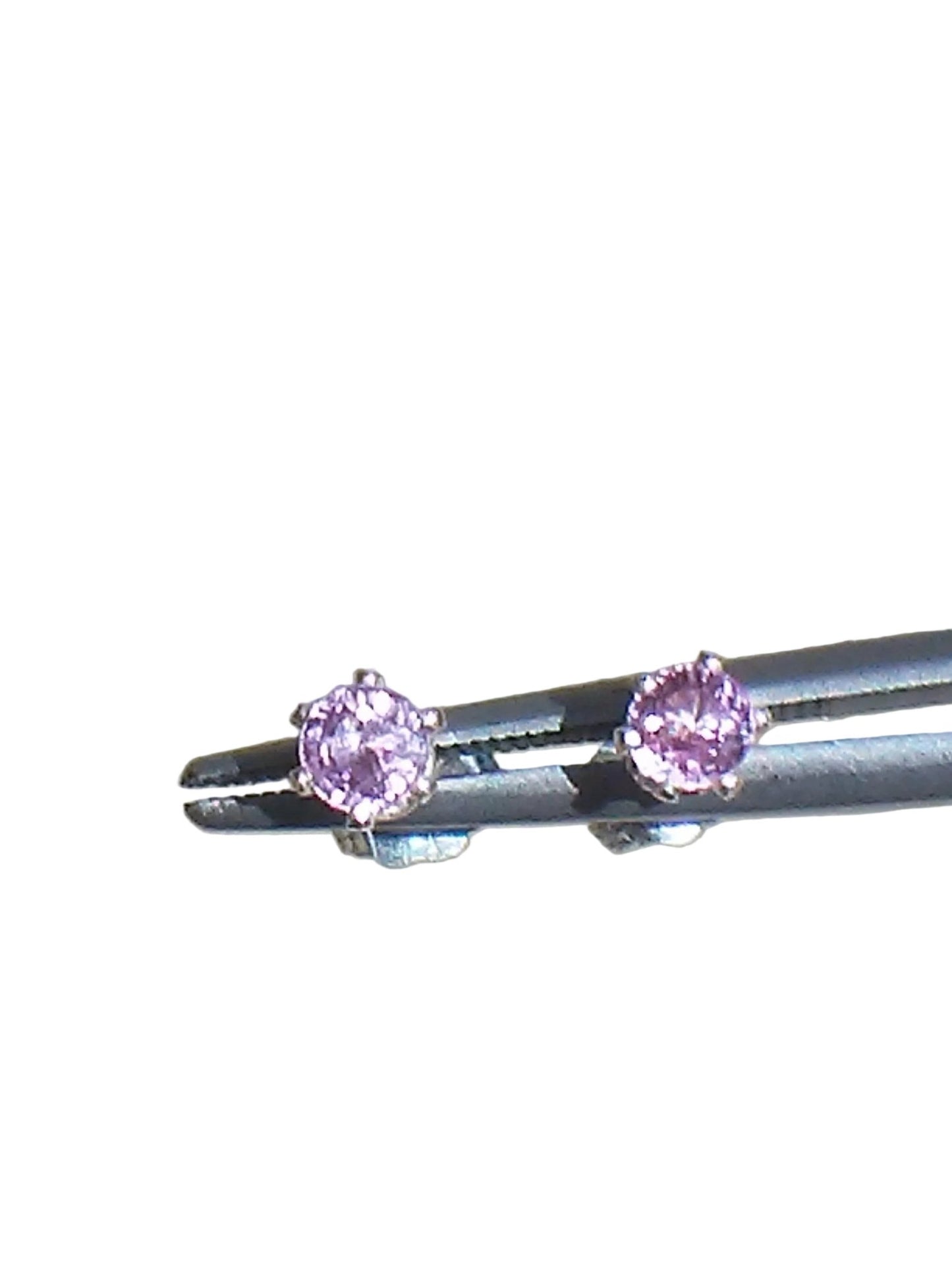 Pink Sapphire Stud Earrings Sterling Silver - Gems by Gigi