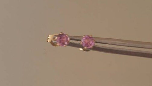 Pink Sapphire Stud Earrings Yellow Gold 14kt - Gems by Gigi