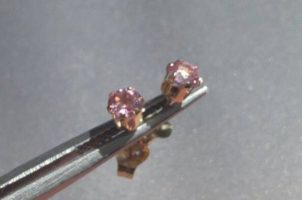 Pink Sapphire Stud Earrings Yellow Gold 14kt - Gems by Gigi