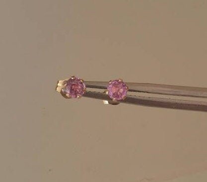 Pink Sapphire Stud Earrings Yellow Gold 14kt - Gems by Gigi