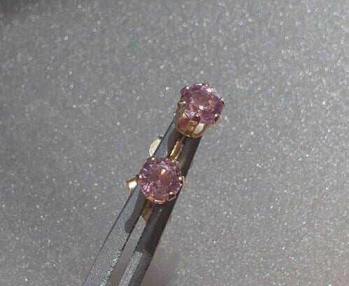 Pink Sapphire Stud Earrings Yellow Gold 14kt - Gems by Gigi