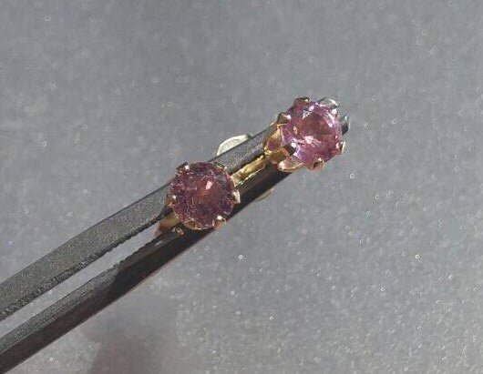 Pink Sapphire Stud Earrings Yellow Gold 14kt - Gems by Gigi