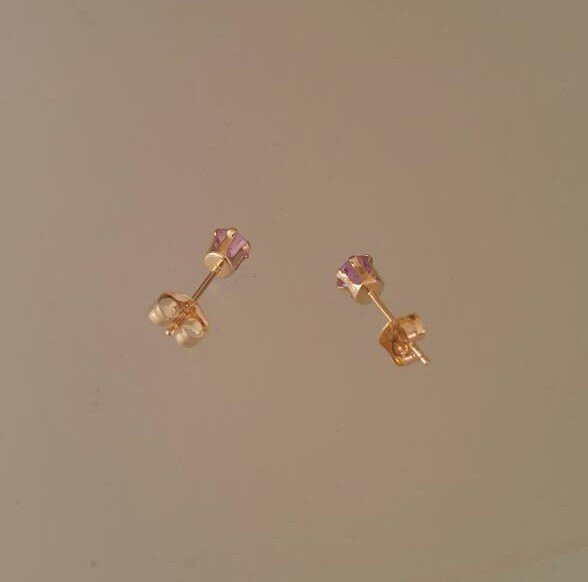 Pink Sapphire Stud Earrings Yellow Gold 14kt - Gems by Gigi