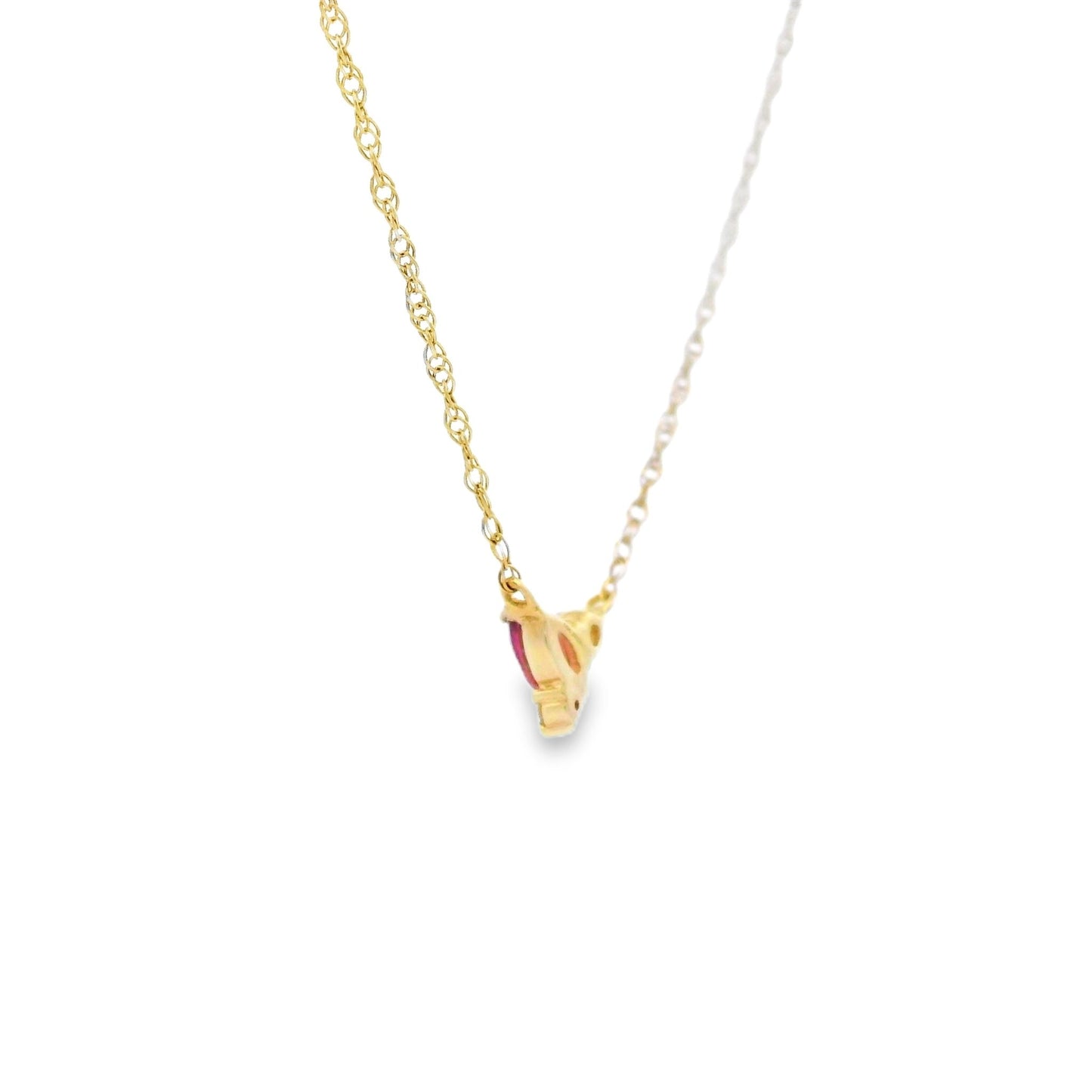 Pink Tourmaline Lab Grown Diamond Necklace Yellow Gold 10kt - Gems by Gigi