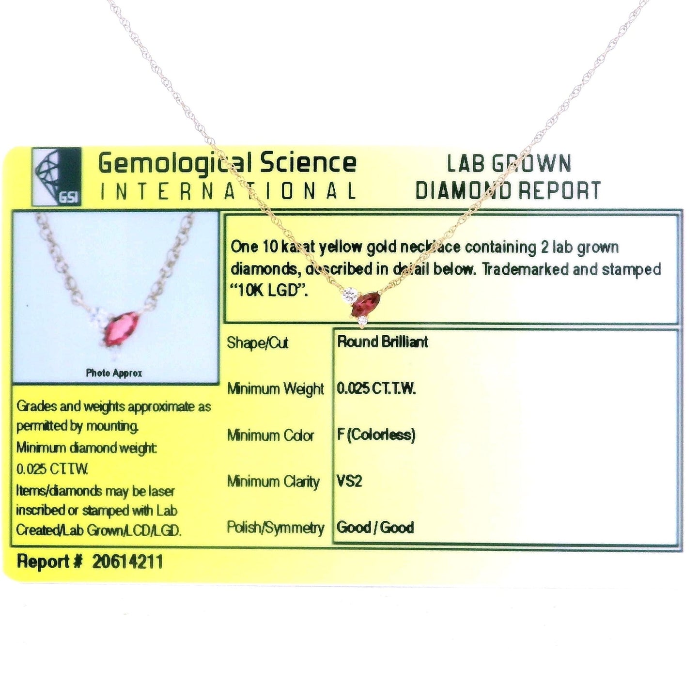 Pink Tourmaline Lab Grown Diamond Necklace Yellow Gold 10kt - Gems by Gigi