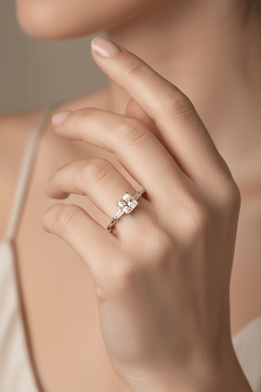 Princess Cut Lab Grown Diamond Engagement Ring White Gold 10kt - Gems by Gigi
