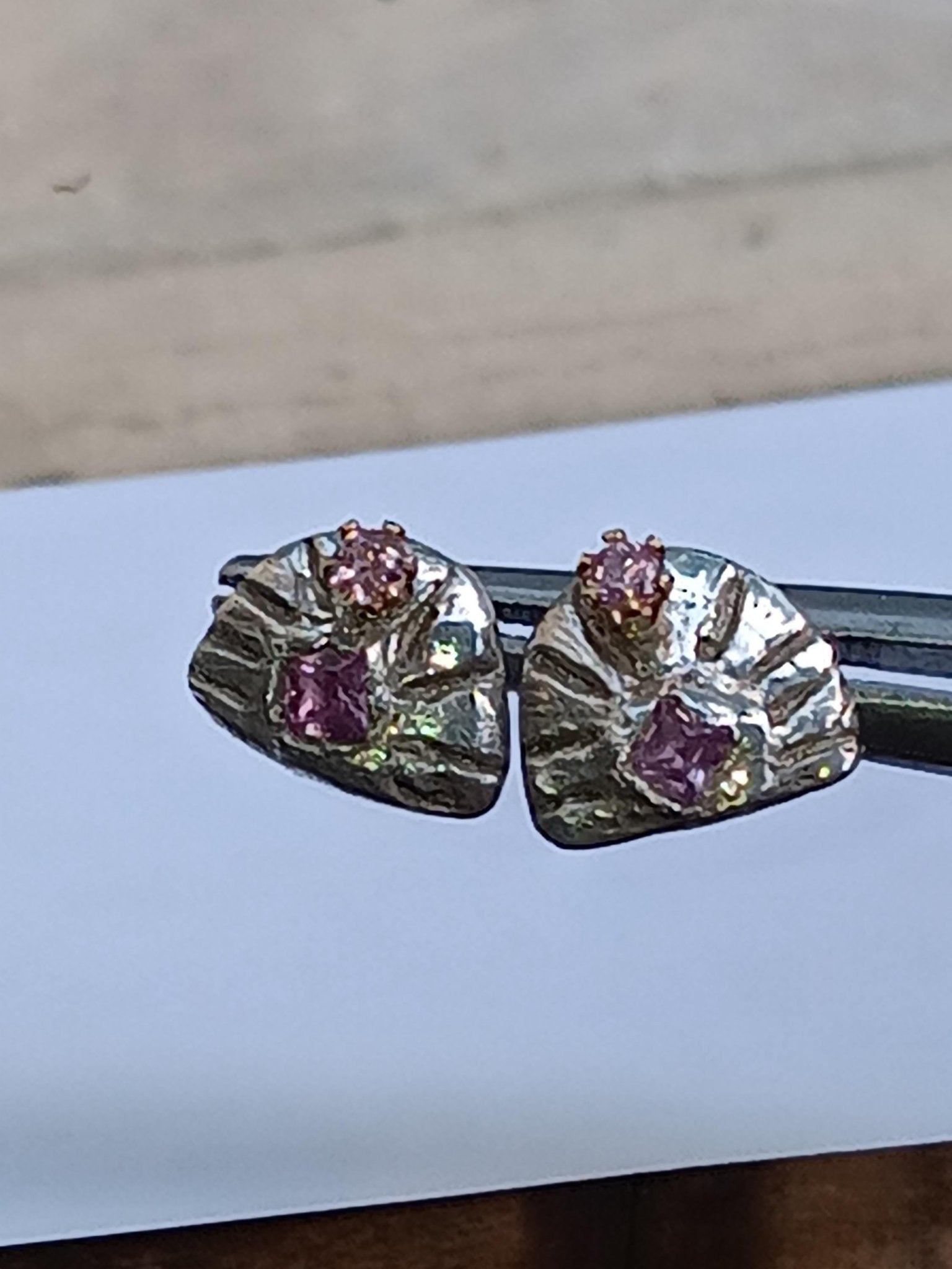 Princess Cut Lavender Sapphires Fan Shaped Earring Jackets Fine Silver - Gems by Gigi
