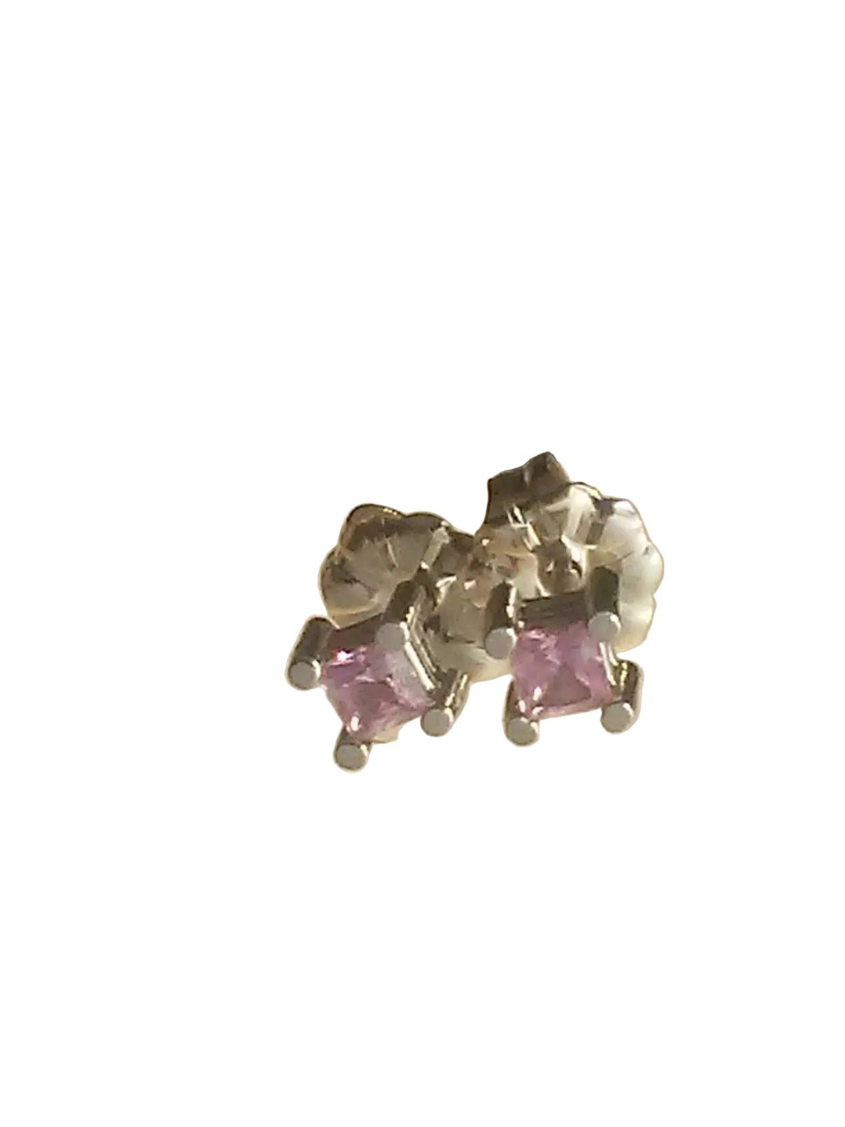 Princess Cut Pink Sapphire Stud Earrings White Gold 14kt - Gems by Gigi