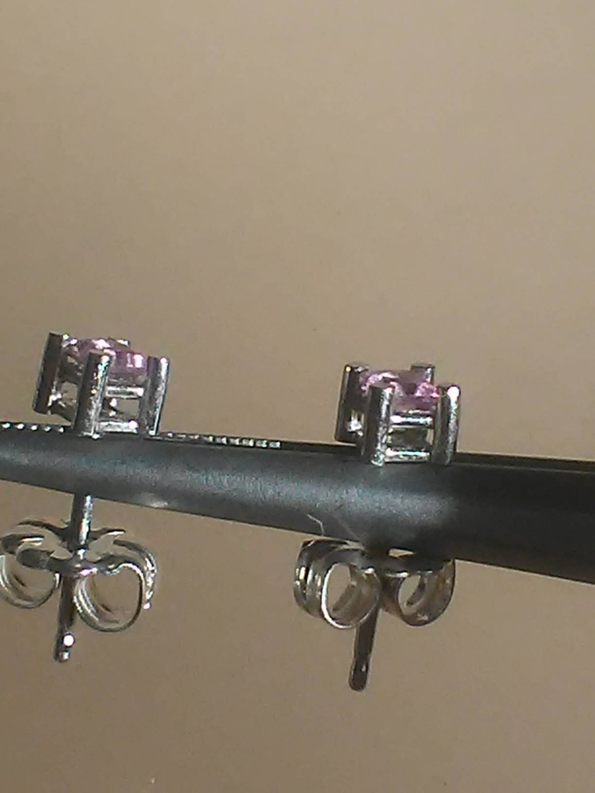 Princess Cut Pink Sapphire Stud Earrings White Gold 14kt - Gems by Gigi