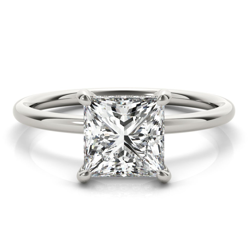 Princess Lab Grown Diamond Hidden Halo Engagement Ring White Gold 14kt - Gems by Gigi