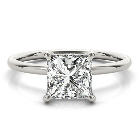 Princess Lab Grown Diamond Hidden Halo Engagement Ring White Gold 14kt - Gems by Gigi