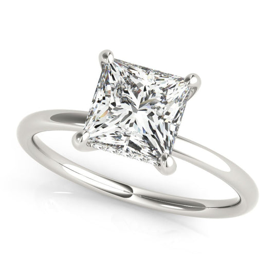 Princess Lab Grown Diamond Hidden Halo Engagement Ring White Gold 14kt - Gems by Gigi
