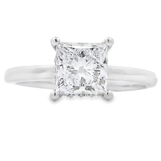 Princess Lab Grown Diamond Hidden Halo Engagement Ring White Gold 14kt - Gems by Gigi