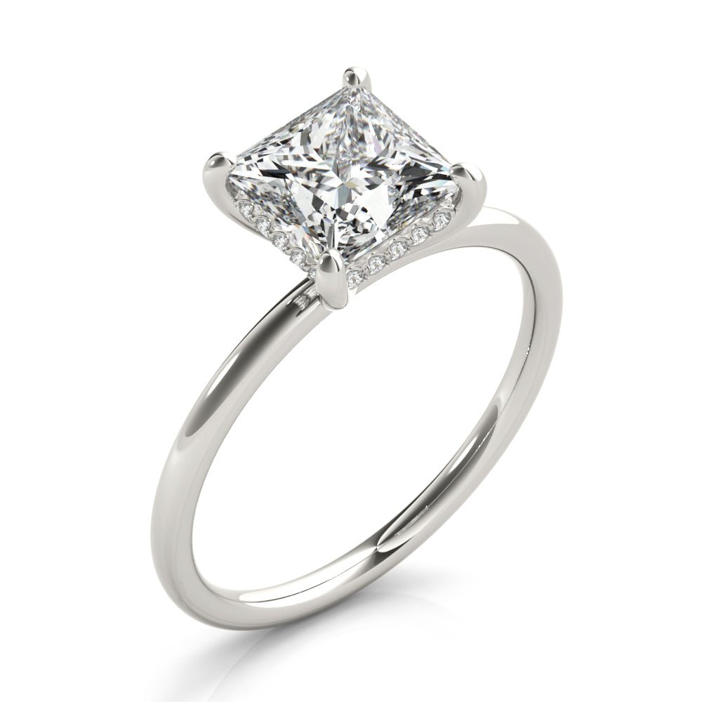 Princess Lab Grown Diamond Hidden Halo Engagement Ring White Gold 14kt - Gems by Gigi