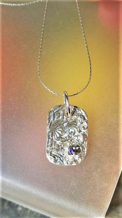 Handmade Purple Sapphire Pendant Fine Silver