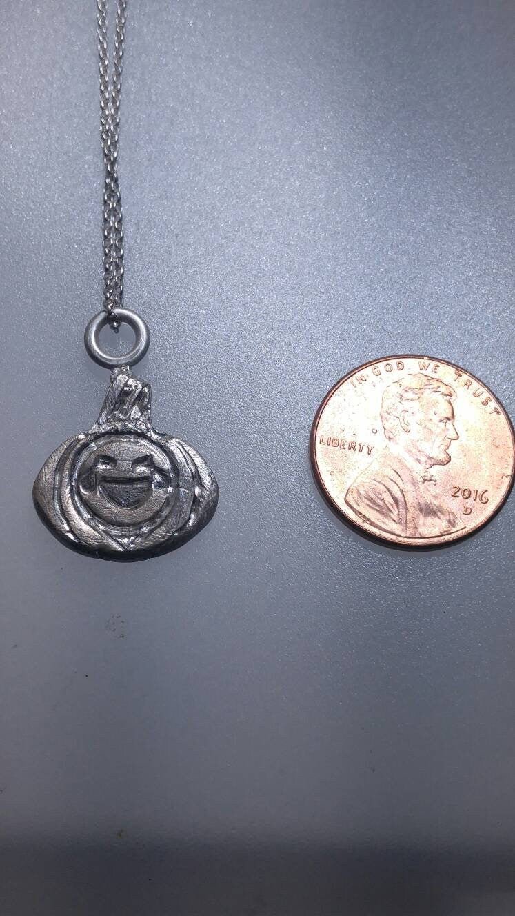 Pumpkin Halloween Charm Laughing Jack-o'-lantern Pendant Fine Silver - Gems by Gigi