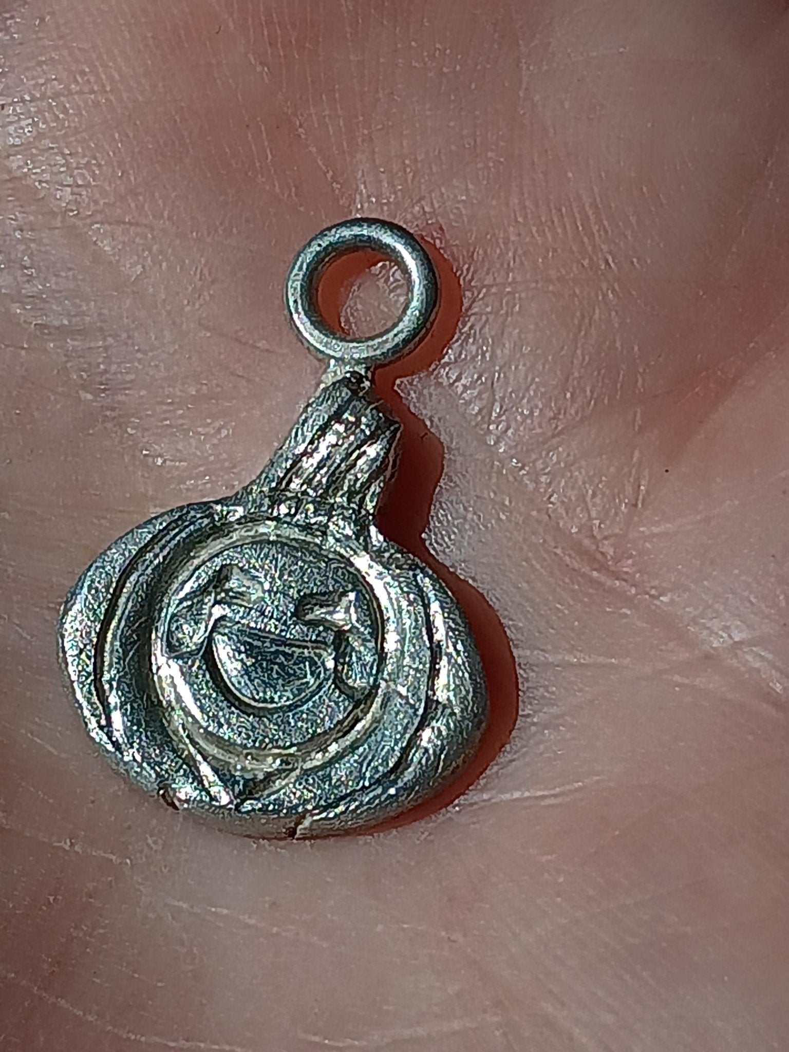 Pumpkin Halloween Charm Laughing Jack-o'-lantern Pendant Fine Silver - Gems by Gigi