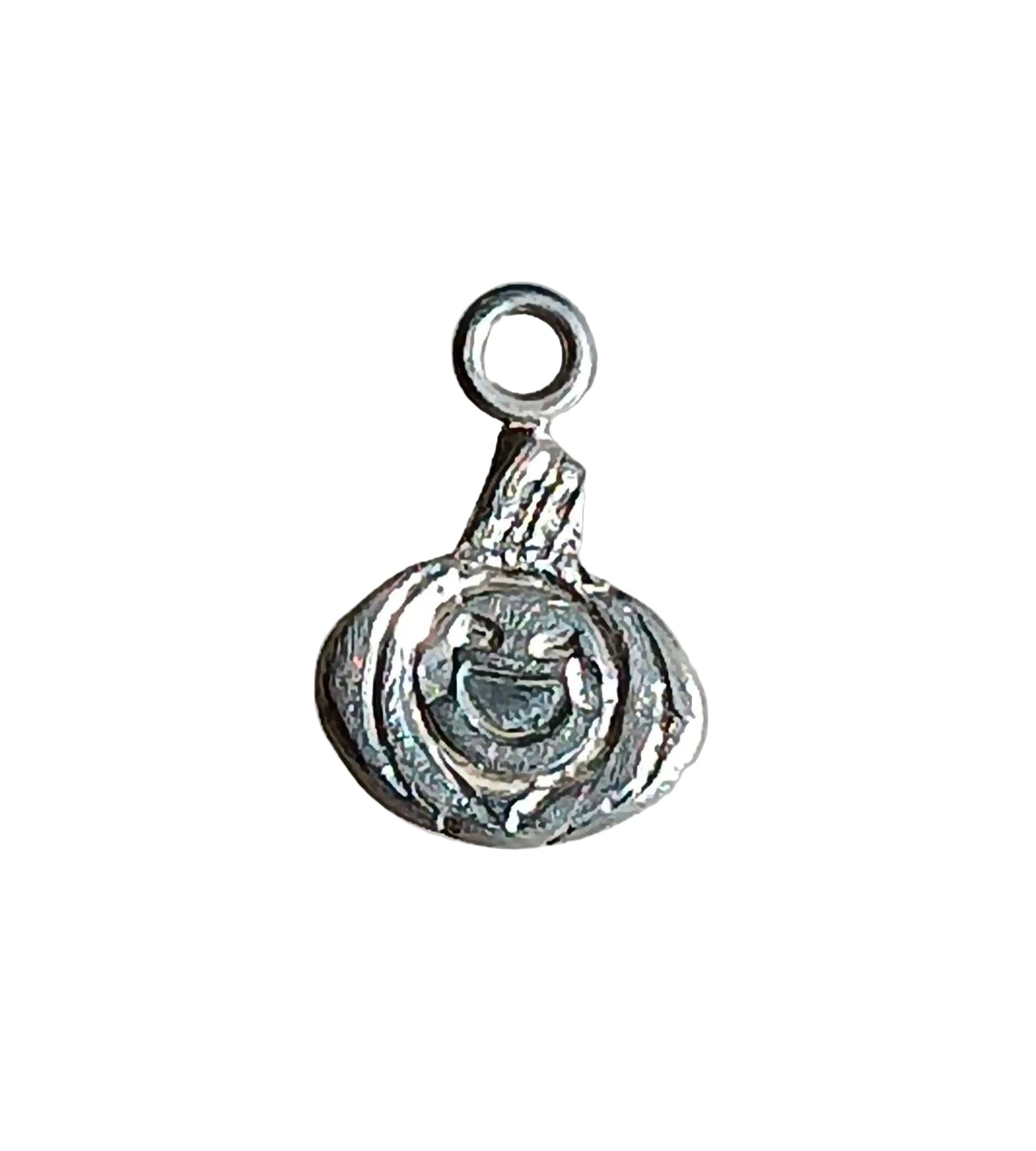 Pumpkin Halloween Charm Laughing Jack-o'-lantern Pendant Fine Silver - Gems by Gigi