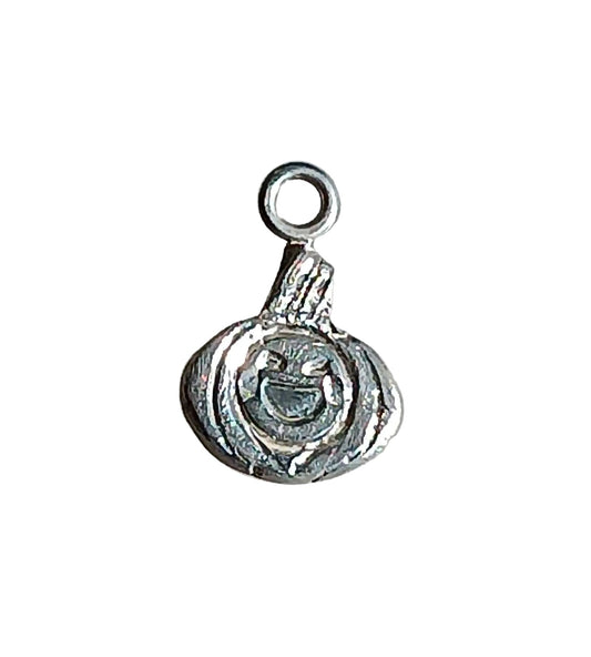 Pumpkin Halloween Charm Laughing Jack-o'-lantern Pendant Fine Silver - Gems by Gigi