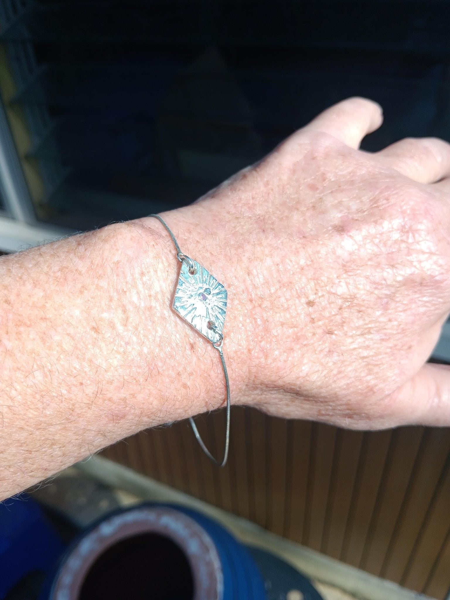 Purple Sapphire Diamond Shape Fine Silver Bolo Bracelet - Gems by Gigi
