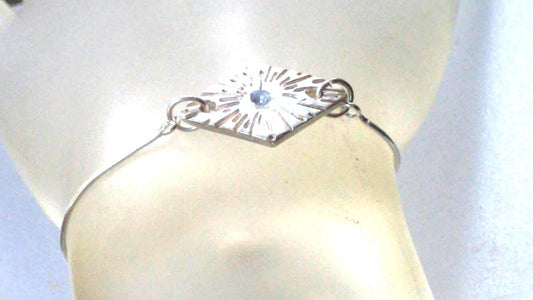 Purple Sapphire Diamond Shape Fine Silver Bolo Bracelet - Gems by Gigi