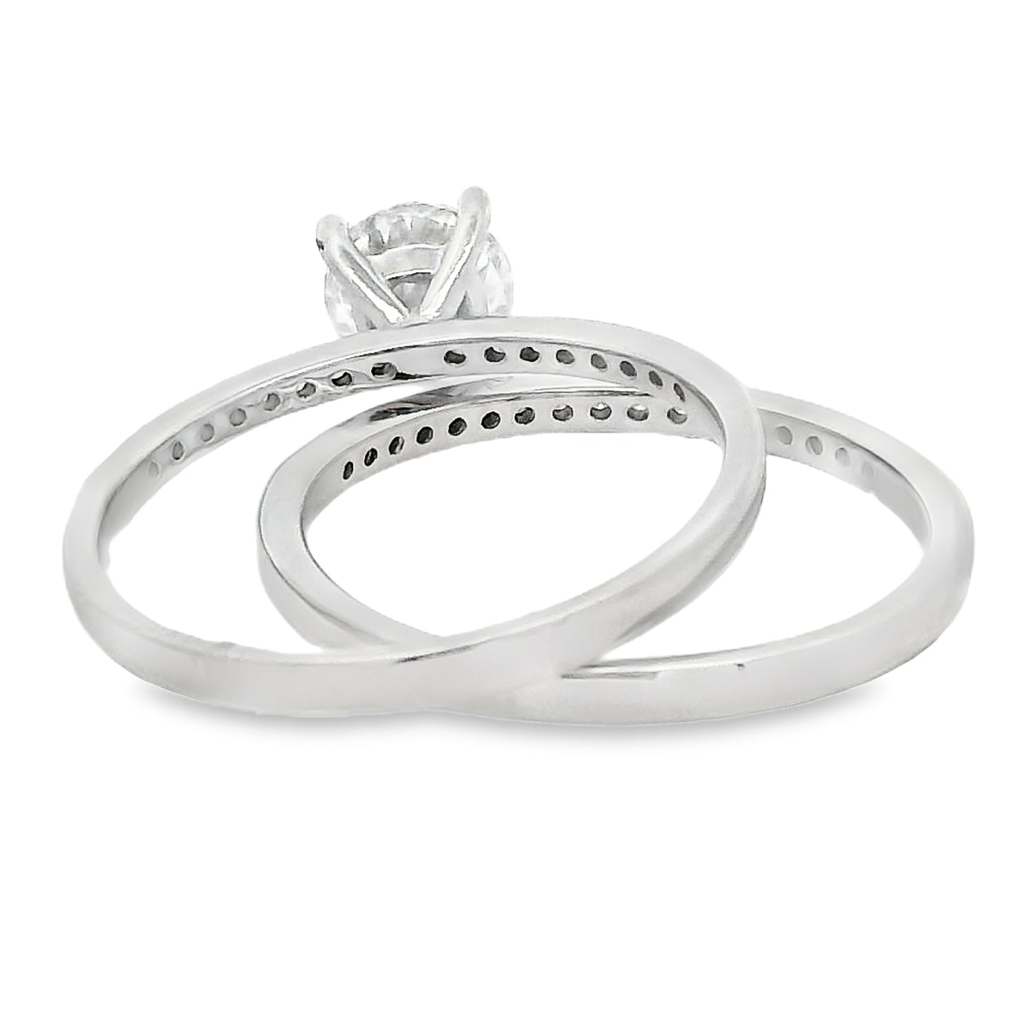 Round prong set Moissanite Bridal set