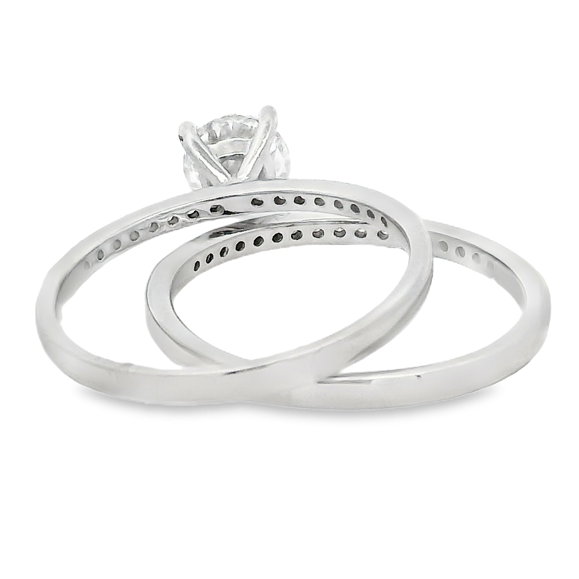 Round prong set Moissanite Bridal set
