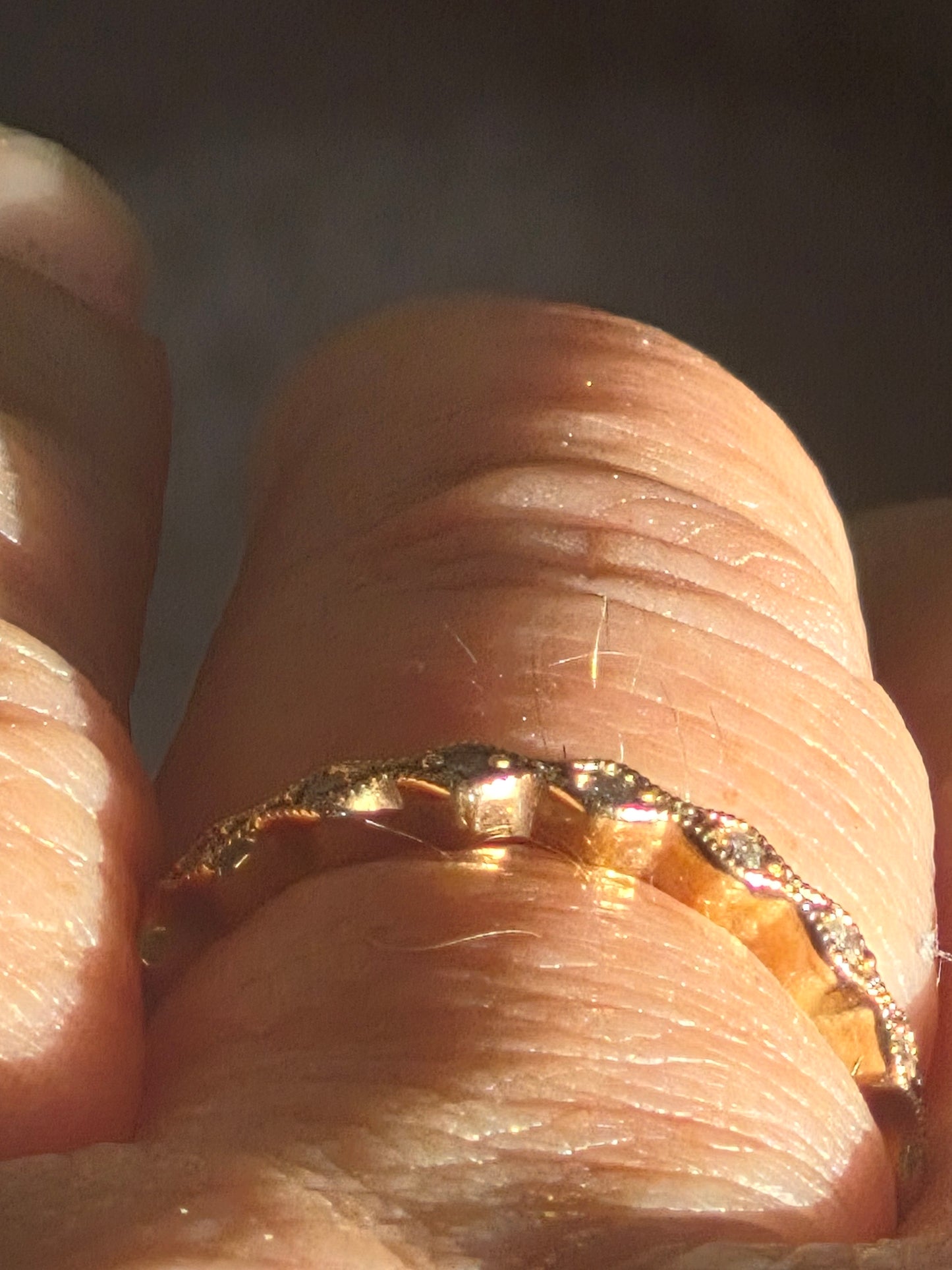 0.08ct Natural Diamond Wavy Wedding Band – Solid 10K Yellow Gold Stacking Ring