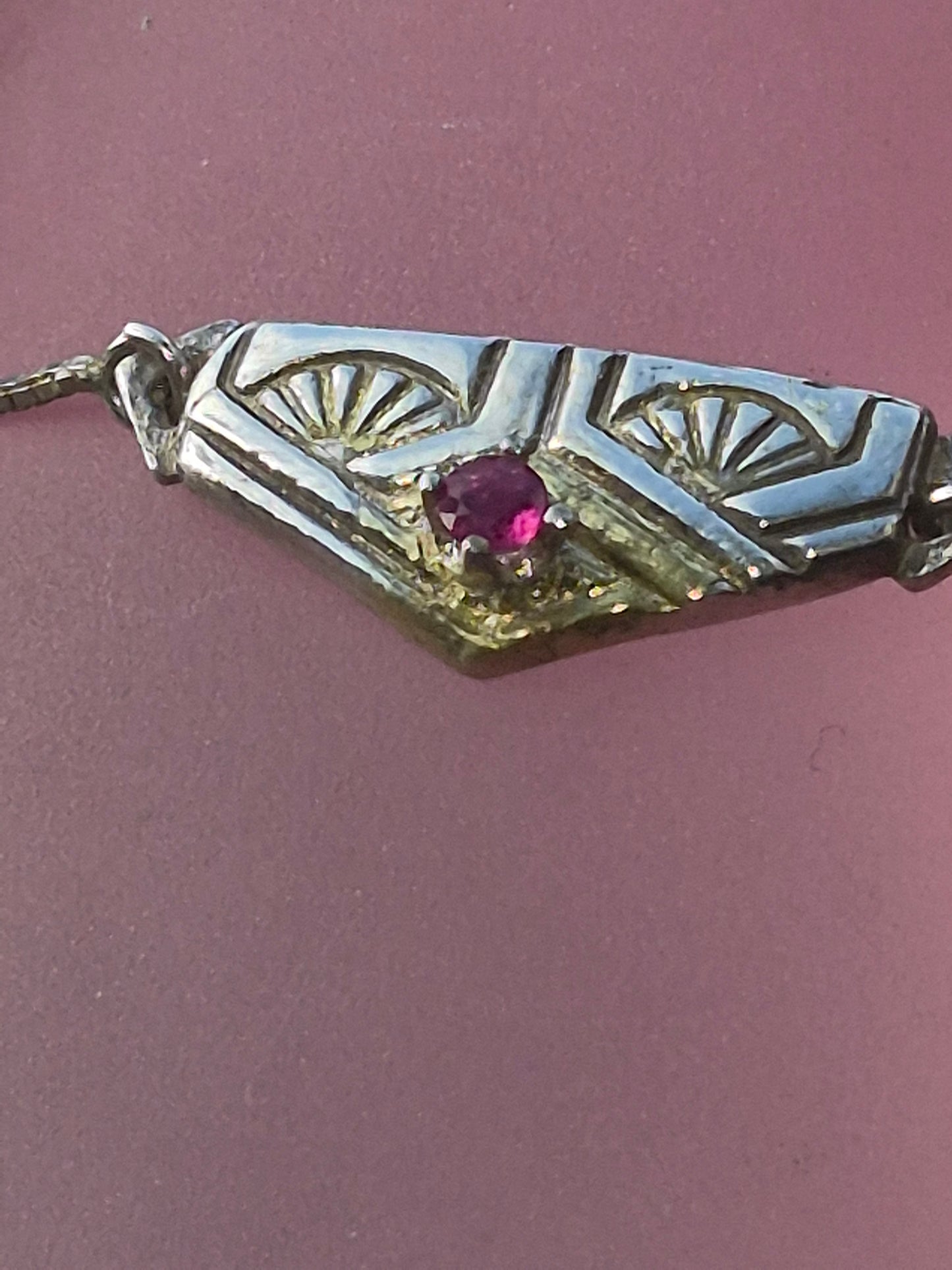 Ruby Fan Bolo Bracelet Fine Silver 22kt Yellow Gold
