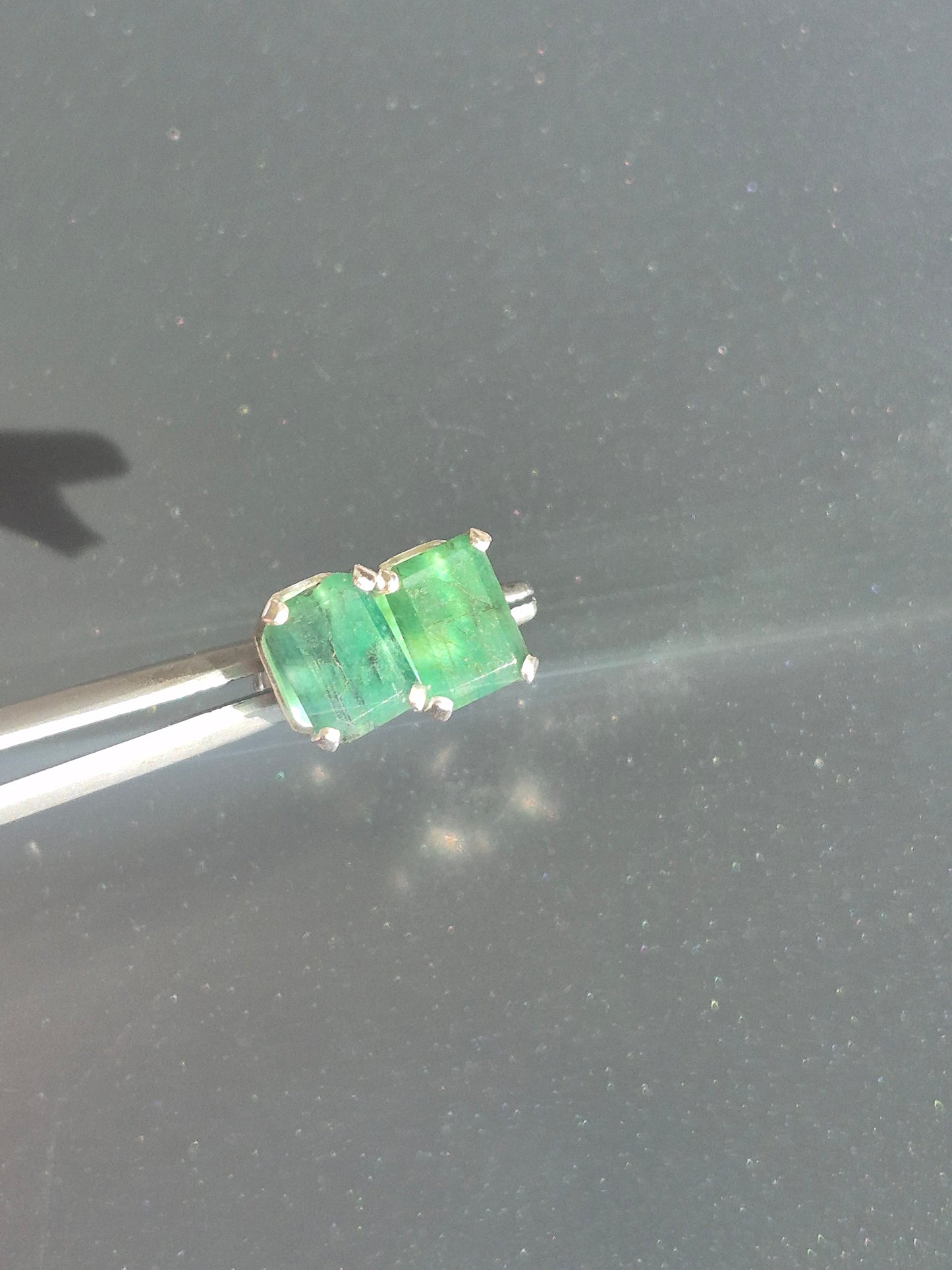 Emerald Cut Natural Emerald Stud Earrings Sterling Silver 1.67cttw