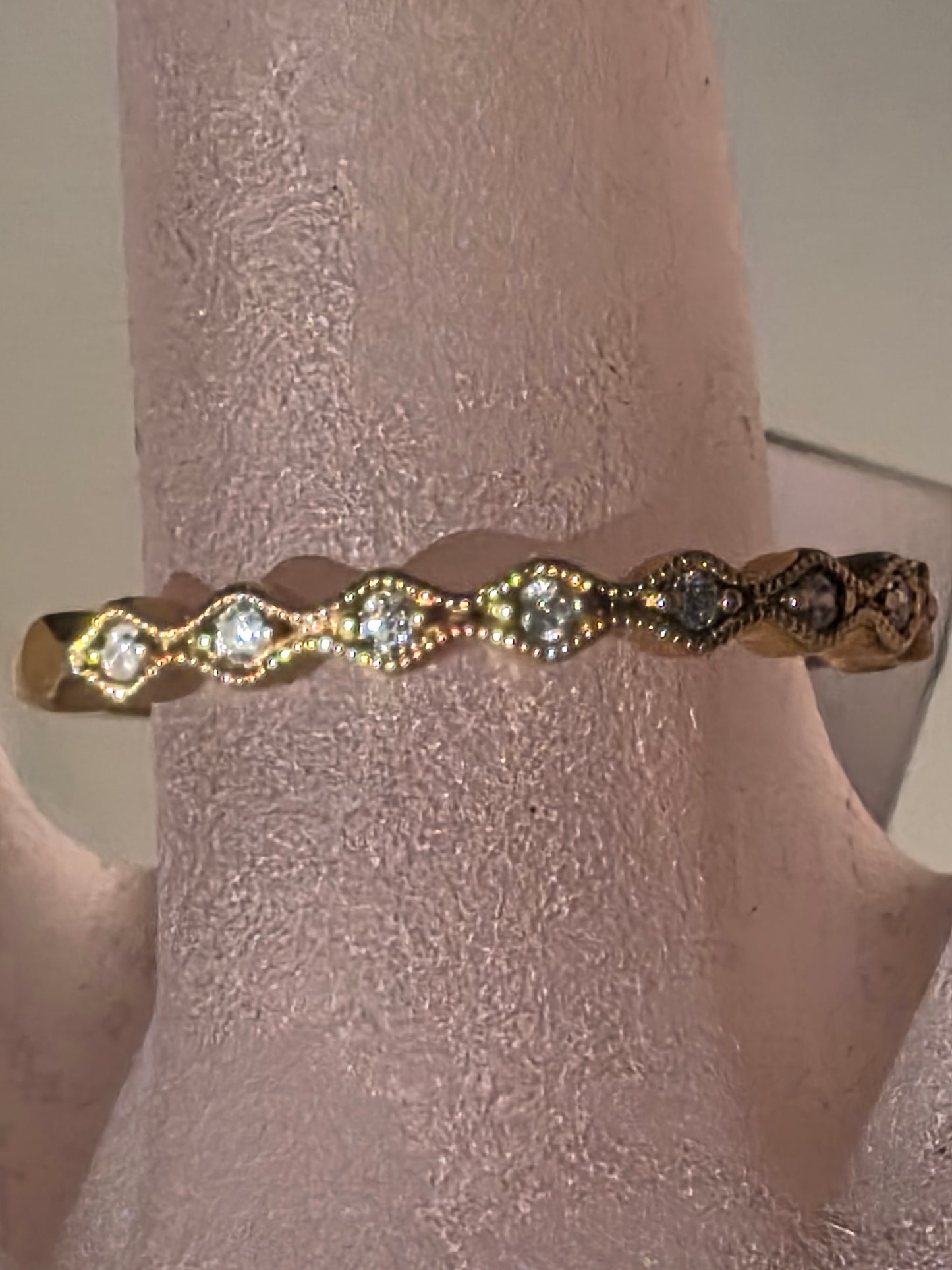 0.08ct Natural Diamond Wavy Wedding Band – Solid 10K Yellow Gold Stacking Ring