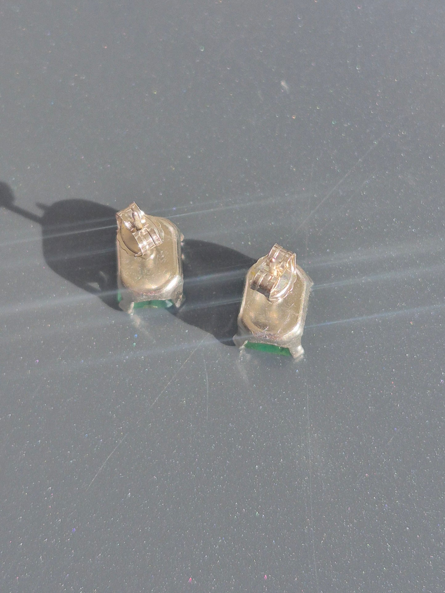 Emerald Cut Natural Emerald Stud Earrings Sterling Silver 1.67cttw