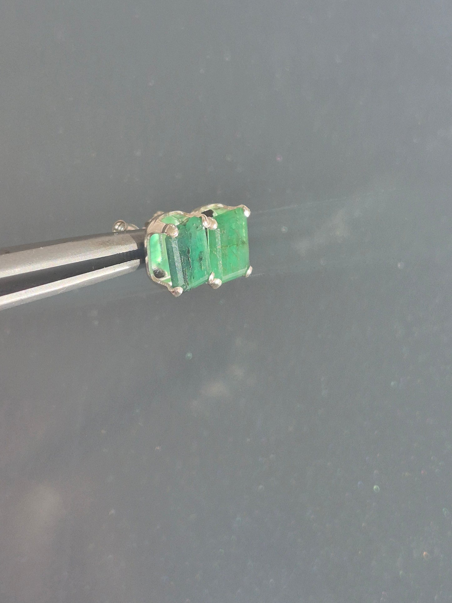Emerald Cut Natural Emerald Stud Earrings Sterling Silver 1.67cttw