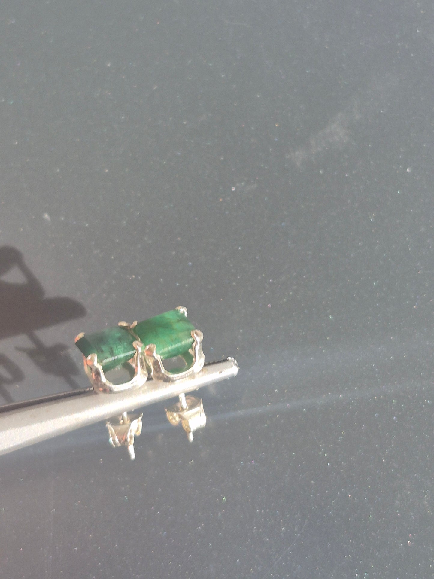 Emerald Cut Natural Emerald Stud Earrings Sterling Silver 1.67cttw