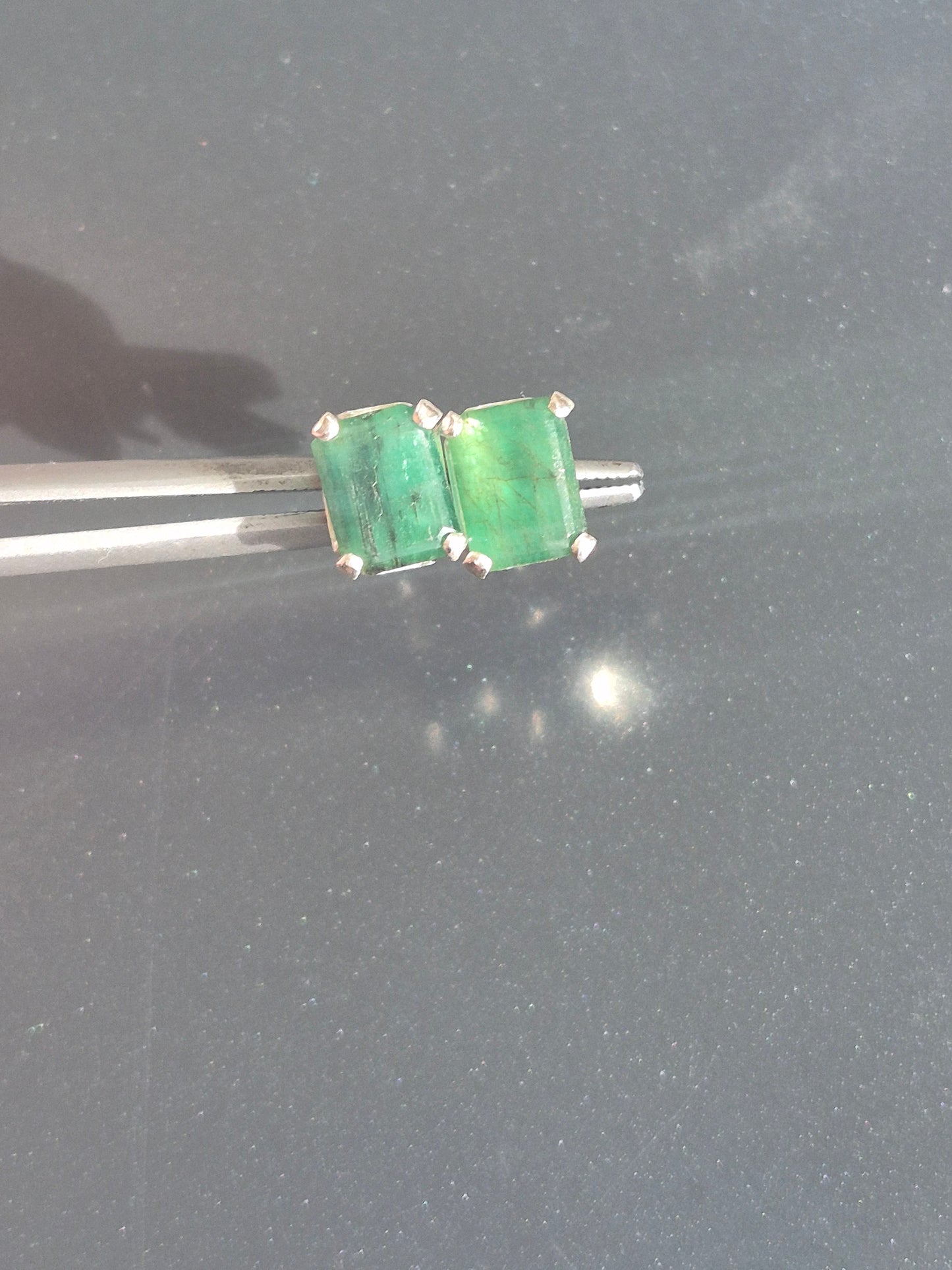 Emerald Cut Natural Emerald Stud Earrings Sterling Silver 1.67cttw