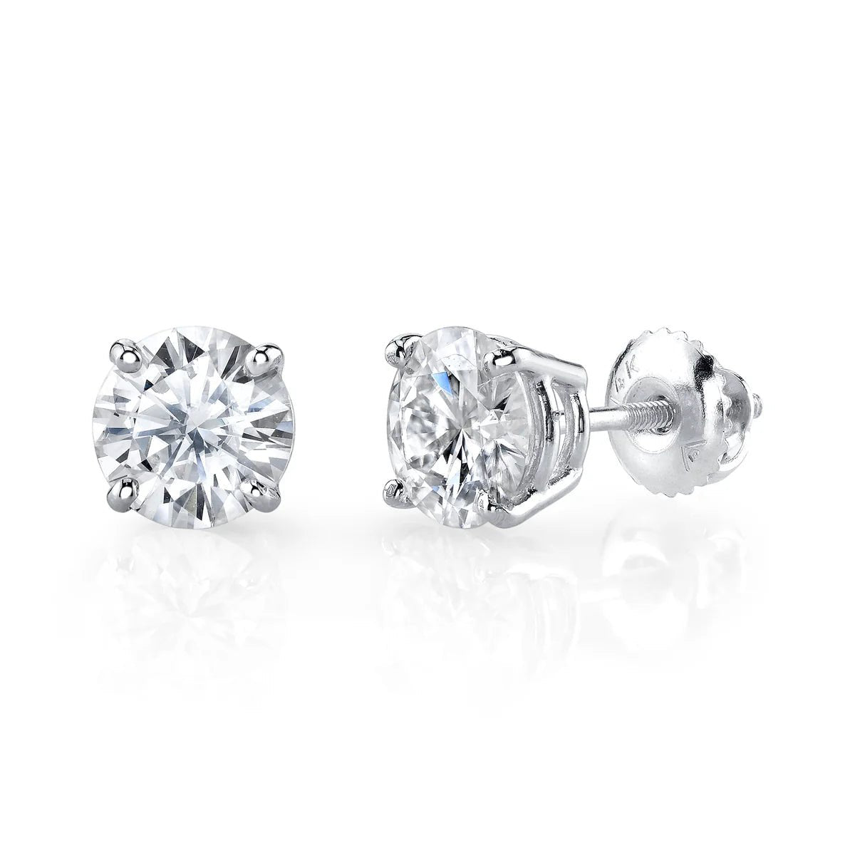 Round Lab Grown Diamond Stud Earrings 14kt - Gems by Gigi