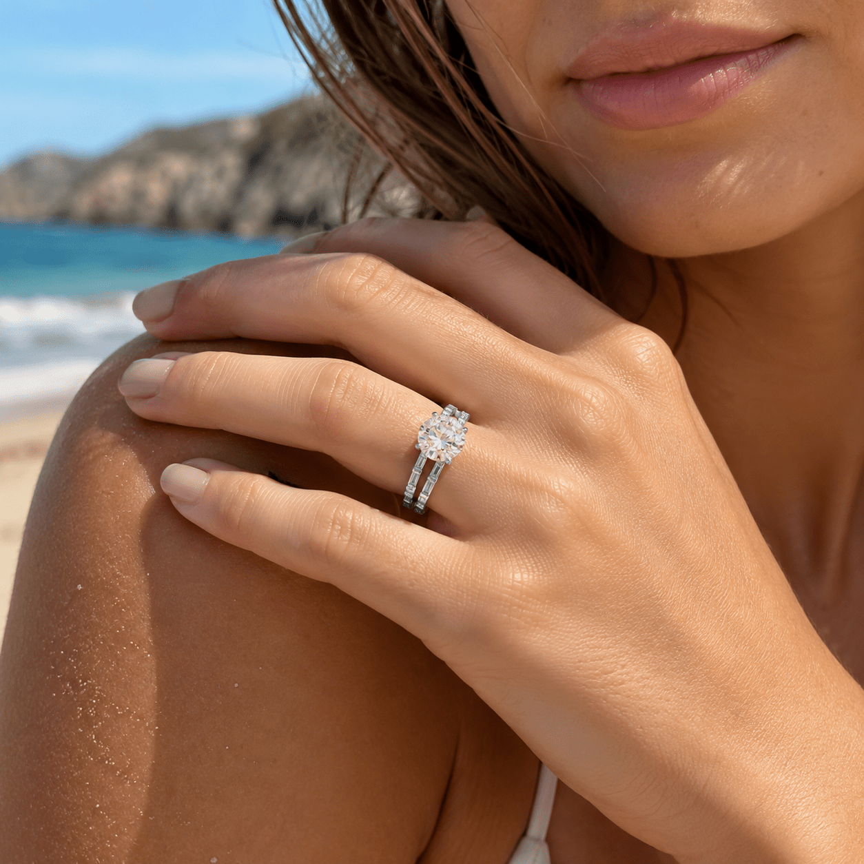 Round Pink Lab Grown Diamond Bridal Set 14kt White Gold 2.75cttw - Gems by Gigi