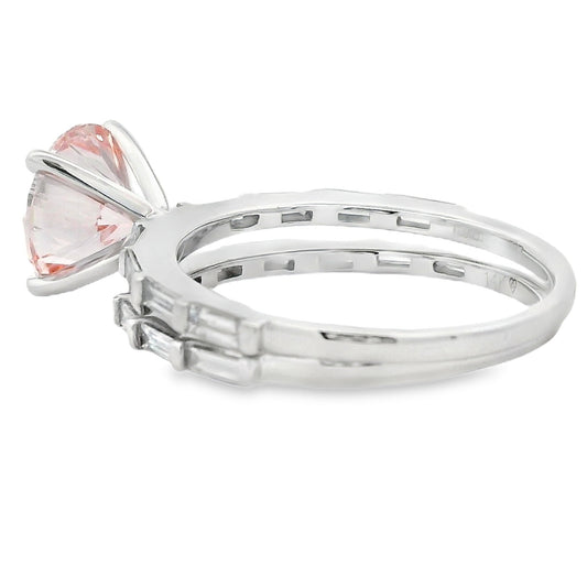 Round Pink Lab Grown Diamond Bridal Set 14kt White Gold 2.75cttw - Gems by Gigi