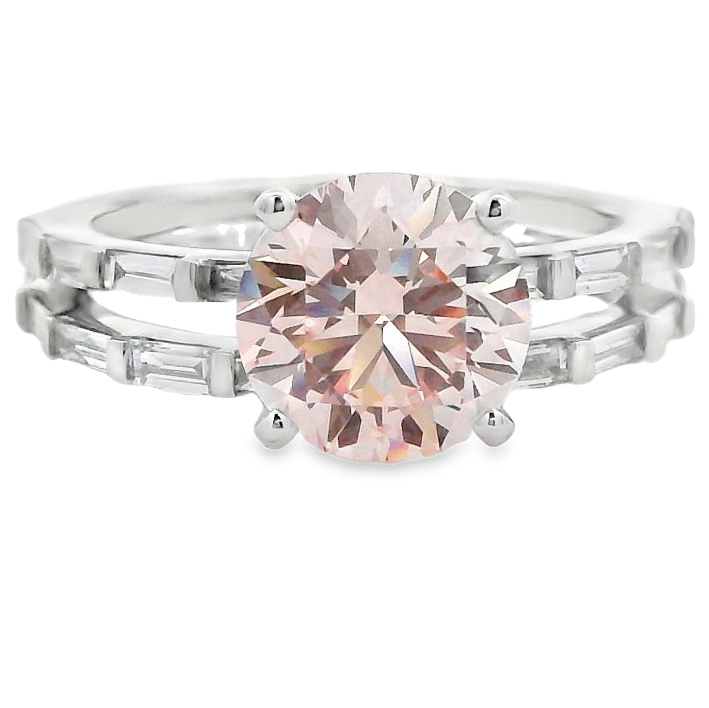 Round Pink Lab Grown Diamond Bridal Set 14kt White Gold 2.75cttw - Gems by Gigi