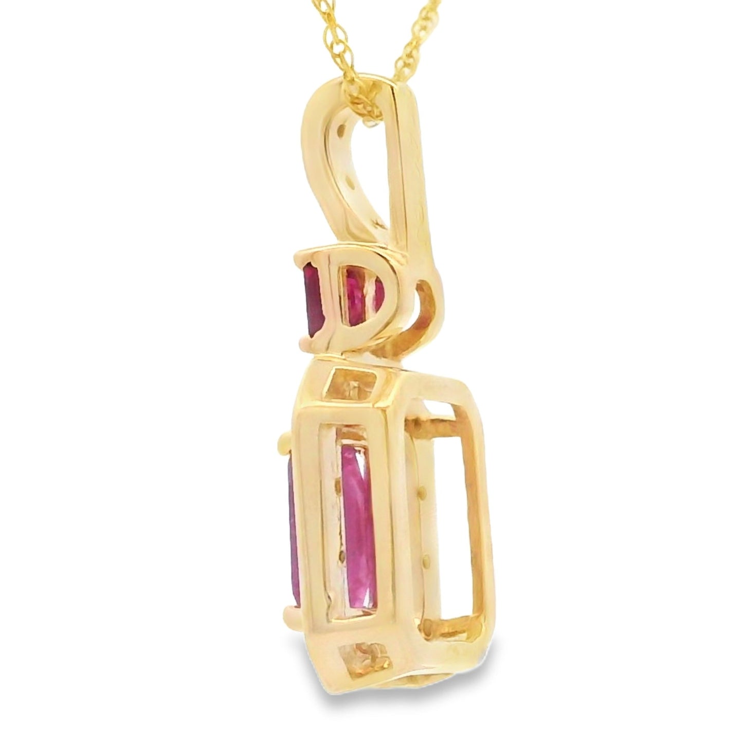 Ruby Diamond Halo Pendant Necklace 14kt White Gold - Gems by Gigi
