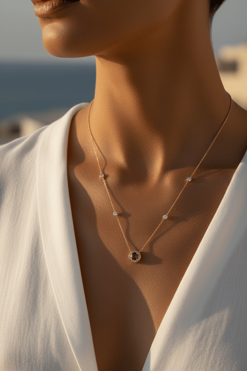 Ruby Diamond Necklace 10kt Yellow Gold 17" - Gems by Gigi