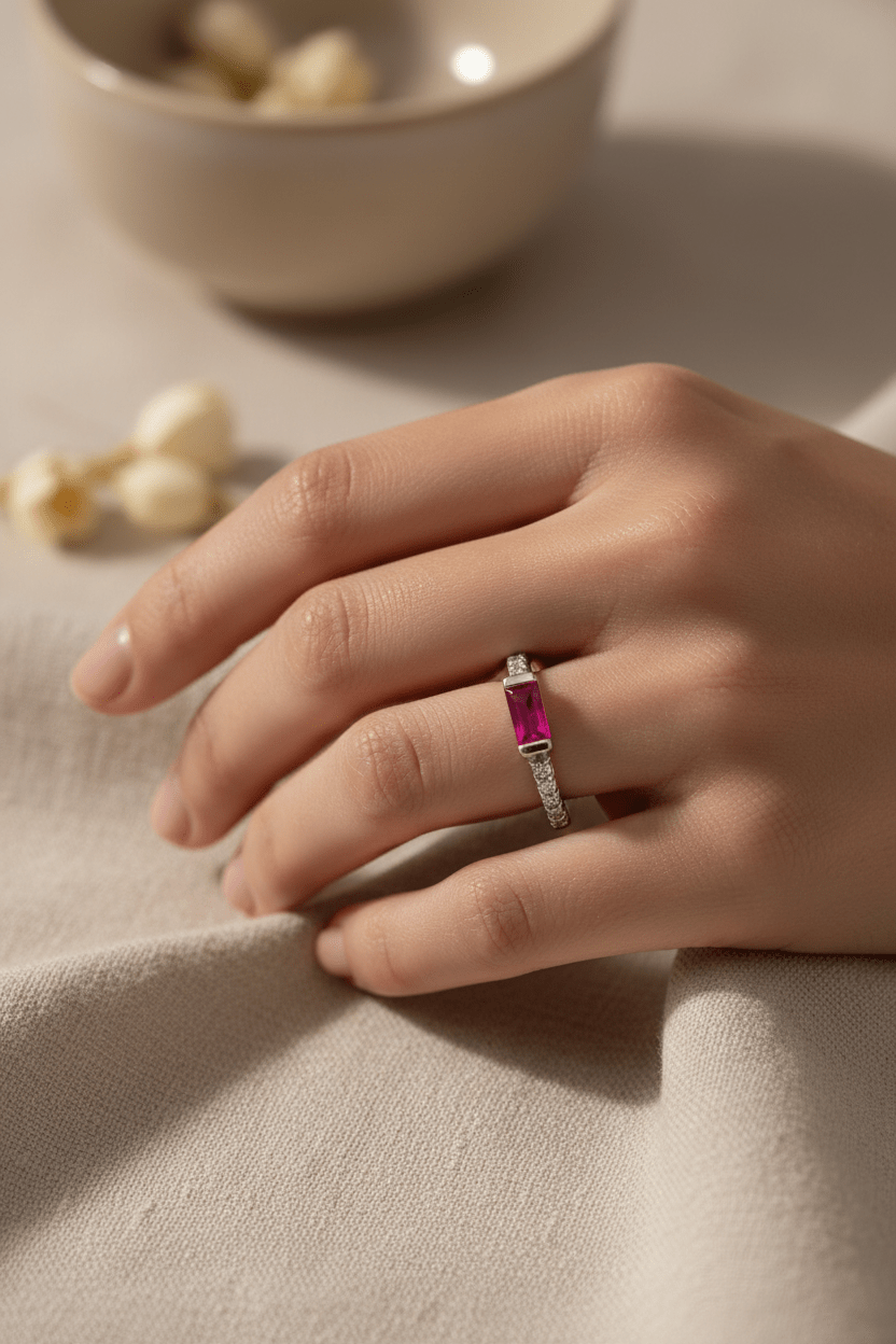 Ruby Diamond Stackable Band Ring 14kt Gold - Gems by Gigi