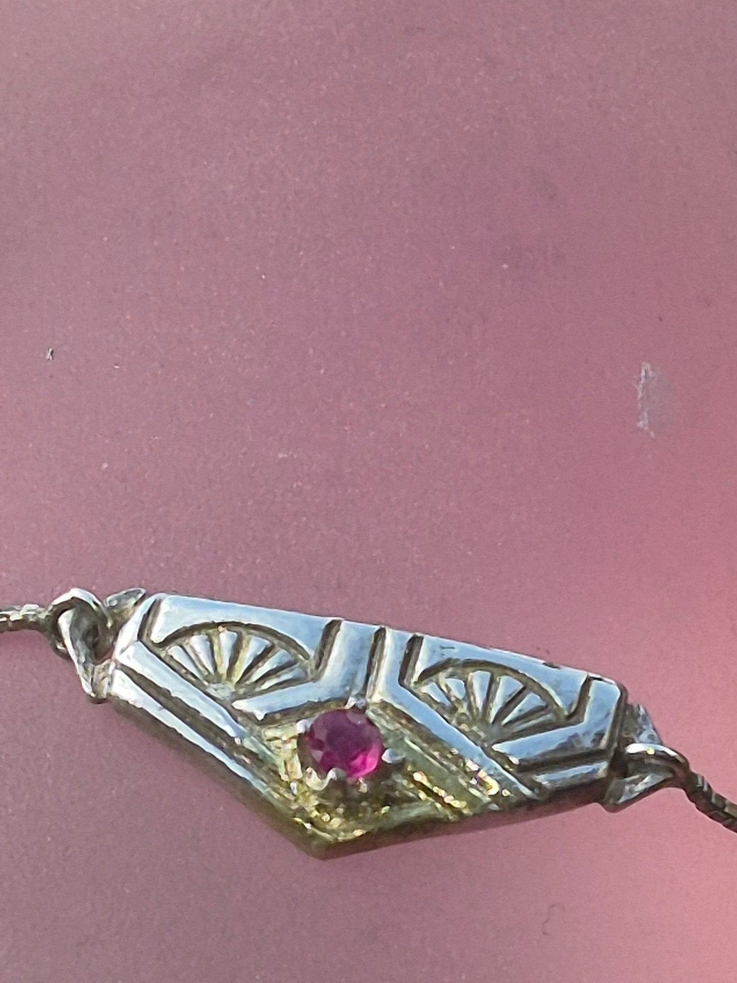 Ruby Fan Bolo Bracelet Fine Silver 22kt Yellow Gold - Gems by Gigi