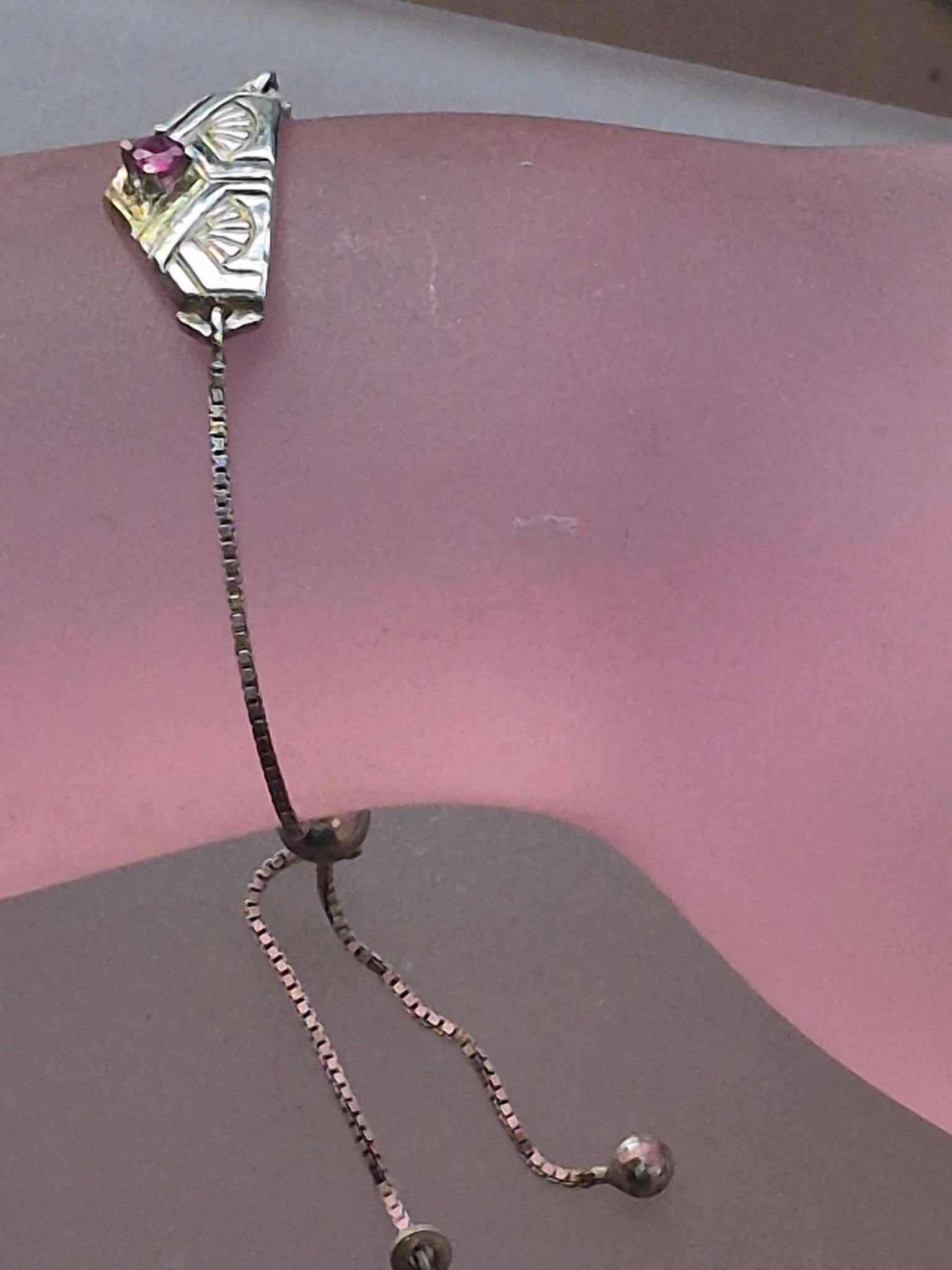Ruby Fan Bolo Bracelet Fine Silver 22kt Yellow Gold - Gems by Gigi