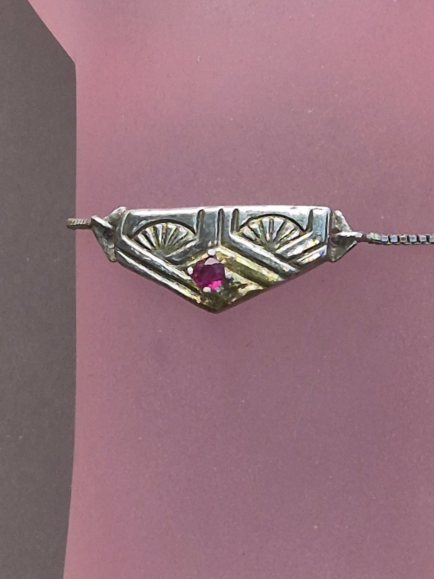 Ruby Fan Bolo Bracelet Fine Silver 22kt Yellow Gold - Gems by Gigi